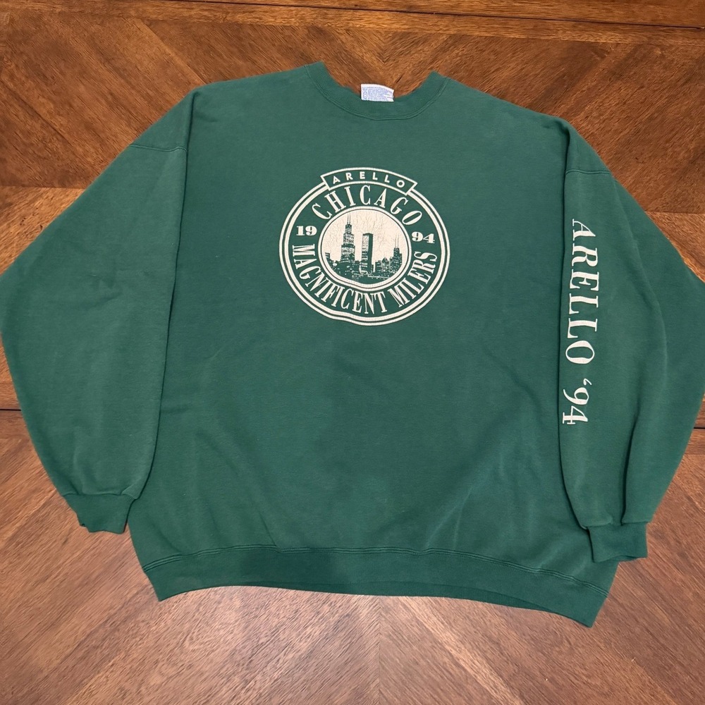Vintage 1994 Hanes Chicago Magnificent Milers Sweatshirt Green XL 90s Arello